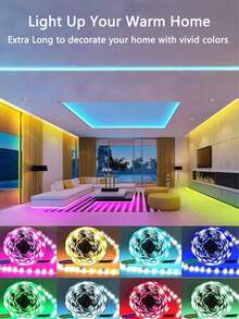 1 件 3.28 英尺-65.6 英尺智能 LED 灯带，RGB 变色音乐同步 LED 灯带，带 44 键/24 键遥控器和应用程序控制，可调光，可切割，适用于卧室、客厅、电视背光、厨房、酒吧、游戏室、情人节和派对装饰 - 24KEY - 查看 3