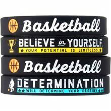 (12-Pack) Basketball Bracelets With Motivational Sports Quotes - Wholesale Pack Of 12 Silicone Rubber Wristbands For Bulk Basketball Team Gifts And Party Favors - Unisex For Men Women