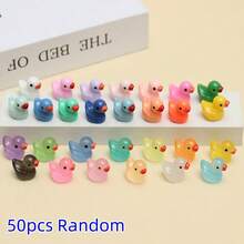 50个迷你鸭子摆件，夜光树脂微景观装饰，色彩鲜艳逼真的蘑菇摆件，适合节日派对、生日礼物和节日惊喜，可爱卡通装饰 - 彩色 - 查看 7