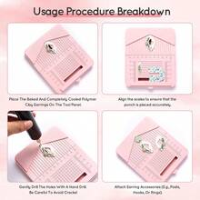 1 buc. Tavă perforatoare pentru cercei din lut polimeric cu mâner - Instrument de perforare precis pentru bijuterii lucrate manual, Instrument pentru cercei din lut polimeric - Esențial pentru meșteșuguri din lut DIY