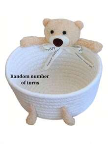 Cesta de Armazenamento Resistente Feita à Mão, Usada para Armazenar Produtos Infantis, Cesta de Armazenamento com Padrão de Animal Fofo, Organizadores Estilosos para Organizar Brinquedos de Animais de Estimação, Caixas de Armazenamento Tecidas à Mão Funcionais, Caixas de Armazenamento de Corda Artesanal, Organizadores Economizadores de Espaço