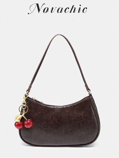 1pc Novachic Women Floral Fabric Casual Shoulder Bag, Zipper Closure, Vintage Style, Underarm Bag, Suitable For Multiple Occasions , Vintage Bag