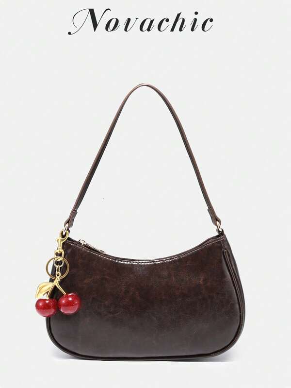 1pc Novachic Women Floral Fabric Casual Shoulder Bag, Zipper Closure, Vintage Style, Underarm Bag, Suitable For Multiple Occasions , Vintage Bag