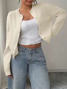 Pull d'automne/hiver pour femmes, style coréen, mode minimaliste, décontracté chic, élégant, polyvalent, amincissant, idéal pour les jours de victoire - Nude - Voir 3