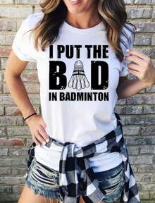 Cool Badminton Team Shirts Badminton Lover Tee Badminton Racket And Birdie Shirts Women's Sports Shirt For Badminton Training And Exercise - 白色 - 查看 1