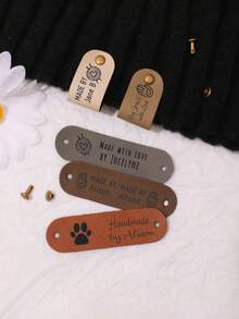 2.75 X 0.78 Inch Customized Faux Leather Labels, Knitted & Crocheted Labels, Knitted Hat Leather Labels, Screw Labels, Clothing Labels