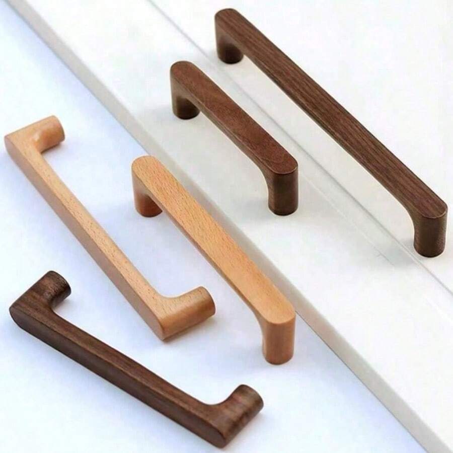 1pc/5pcs Wooden Drawer Pull Handles, Cabinet Knobs, Kitchen Cabinet Drawer Pulls, Cabinet Door Handles - Multicolor - View 1