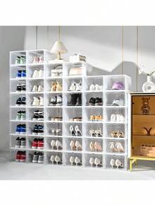 Large Shoe Boxes Clear Plastic Stackable,Drop Front Shoe Box With Clear Door, Shoe Containers For Sneaker Display,Fit Up To US Size12 (Clear, 10 Pack) - Clear - View 8