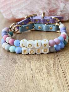 1pc Custom Buckle Beaded Dog Collar, Personalized Dog Name Collar, Dog And Cat Identity Collar, Custom Name Beaded Cat And Dog Collar, Pet Necklace, Holiday Gift, Christmas Gift - Multicolor - View 6