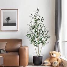 1pc Artificial Olive Tree 150-210cm With Plastic Pot & Moss, Realistic Leaves & Trunk, House Ornament Fake Plant Home Wedding Room Decor, Indoor Outdoor Christmas