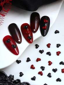 50 chiếc phụ kiện trang trí móng tay hình trái tim mini dễ thương, ngọt ngào và đáng yêu, màu đỏ tía và đen phối hợp, thích hợp cho thiết kế móng tay tự làm cho ngày Valentine, dụng cụ và phụ kiện làm móng. - Nhiều màu - Xem 4