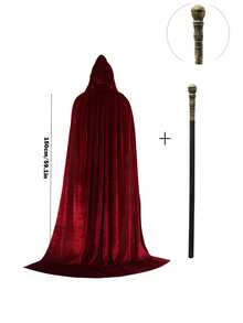 1pc Unisex Party Performance Hooded Cloak, Velvet Fabric, Suitable For Various Festivals, Halloween Costume Role Play, Devil, Vampire, Dress Up, Holiday Costume Prop - Multicolor - View 16