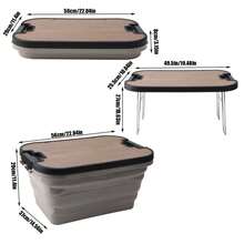 Multifunctional Folding Storage Box With Table, Waterproof, Foldable Design, Suitable For Camping, Picnics, And Vehicle Use, Multifunctional Folding Box For Outdoor Camping - Dual-Use Tables And Cabinets, - Brown - View 1