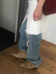 法式博主风尖头过膝长靴、中筒靴、经典靴，适合秋季、冬季、秋天穿着，北欧风猫跟马术靴，适合女性参加派对。 - 卡其色 - 查看 3