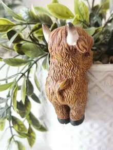 1pc Elegant Highland Cow Garden Decor - Resin Ornament, Suitable For Flower Pot Edging - Multicolor - View 8