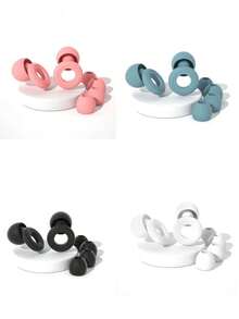 1 Pair Silicone Ear Plugs, Includes 2 Ear Plugs And 4 Replacement Accessories, Designed For Sleep And Sound Insulation, Non-Irritating. Noise-Proof And Snoring Blocking Earplugs For Night.