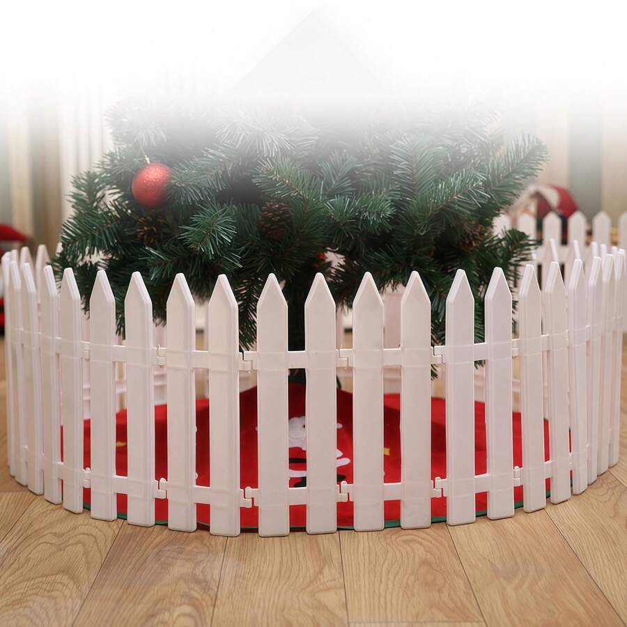 5pcs/10pcs/20pcs Christmas Supplies Tree Fence Scene Decoration Removable Plastic Fence Plastic Fence White Plastic Fence - Multicolor - View 1
