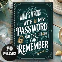 Green Spiral Password Notebook, Gold Key Design - 70 Pages For Secure Internet And Computer Login, Username And Password - Home Or Office/Clipboard