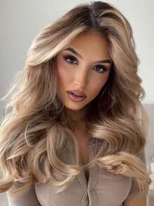 Ombre Brown Roots Ash Blonde Body Wave Lace Front Wigs Human Hair Pre Plucked Invisible Knots 13x4 HD Transparent Lace Frontal Wigs For Women 180 Density Lace Closure Wigs Human Hair Water Wave Glueless Wigs With Baby Hair True To Length