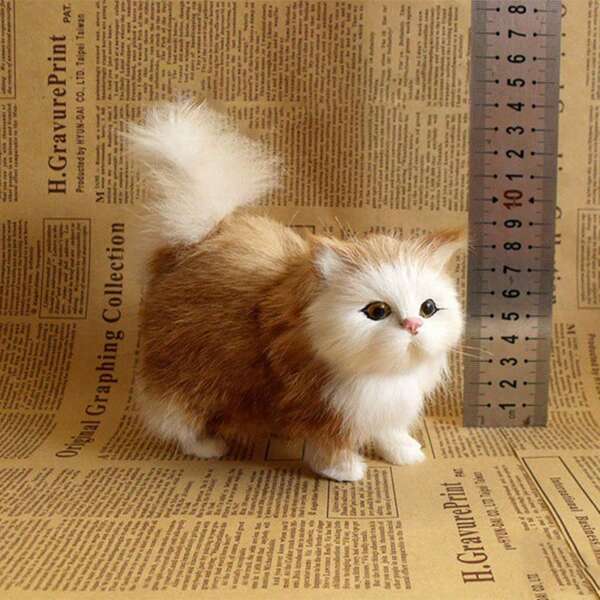 2025年新品逼真猫咪毛绒玩具，可爱猫咪雕像，逼真猫咪装饰，圣诞礼物，生日礼物，万圣节礼物 - 完美礼物