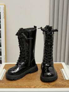 1 Pair Teen' Boots, New Autumn/Winter 2025 Collection, Teen's High-Top Boots, Mid-Calf Casual Versatile Outdoor Shoes