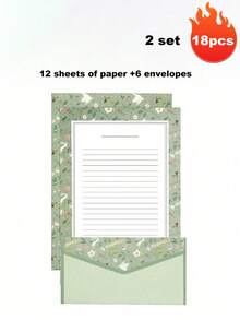 6 piezas de papel de papelería + 3 piezas de sobres, set de papelería, set de papelería creativa, fresca y minimalista, sobres florales exquisitos, papel de forro con estampado floral dulce, adecuado para invitaciones, regalos, saludos festivos, múltiples estilos, esencial para volver a la escuela - Multicolor - Ver 21