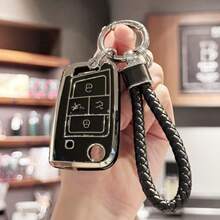 Key Fob Cover With Keychain For Accessories For Atlas For Golf For GTI For Jetta For Tiguan Car Key Case, Full Protection, 4 Buttons Christmas Gift - Multicolor - View 11