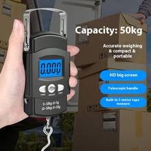 便携式家用秤，带伸缩卷尺，高精度电子秤，小巧快速称重秤，弹簧式挂秤