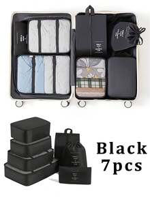 7/8/9/10pcs Travel Packing Cubes, Compression Organizer Bags, Luggage Organizer, Clothing Storage Bags Set, Includes: Cosmetic Bag, Waterproof Multi-Function Organizer, Garment Bag, Holiday Travel Essentials, Shoe Bag, Foldable Storage Box, Collapsible Underwear & Socks Organizer, Travel Packing Cubes, Luggage Organizer