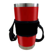 Neoprene Thermal Cup Holder With Shoulder Strap - ISOPRENE - Plain Black - 黑色 - 查看 5
