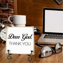 1 Set, Wooden Desktop Logo, Inspiring "Dear God, Thank You" Sign, Very Suitable For Living Room, Bedroom, Room Decoration, No Need For Electricity, Multi-Functional Home Decoration, Christmas Decoration - Multicolor - View 5