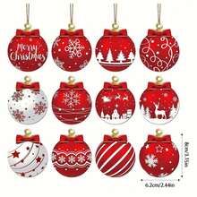 12-24 Decorações de madeira requintadas para árvores de Natal - adequadas para decoração de Natal e casa (bolas de Natal) - Multicolorido - Ver 13