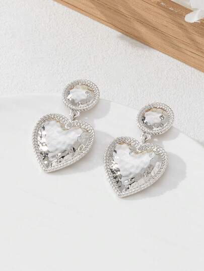 1 Pair Fashionable Heart-Shaped Hoop Earrings For Women, Everyday Wear