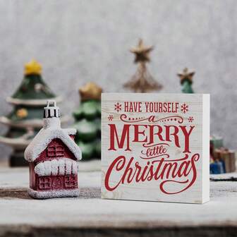 1 Piece "Have Yourself A Merry Little Christmas" Christmas Art Letter Square Pvc Decoration Ornament, Suitable For Home, Parties, Shops, Christmas Desktop Centerpiece Decoration, Birthday, Christmas Gifts