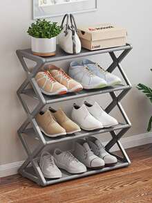 1 Piece - 4 Level X Shaped Shoe Rack, Space Saving And Easy To Assemble, It Is An Ideal Choice For Families And Kitchens, Shoe Rack, Modern Shoe Rack, Shoe Rack Organizer, Shoe Rack For Living Room And Home Decor.,Suitable For Giving To Family And Friends, Perfect Birthday Anniversary, Valentine's Day, Christmas, Halloween, Teacher's Day, Graduation, Return To School, Thanksgiving Surprise Gift,Only,Almost