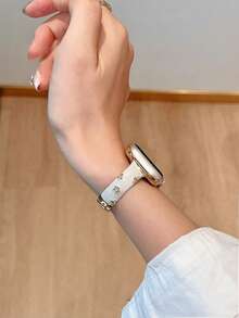 Elegant Floral Glitter Bracelet Strap Compatible With 38/40/41/42/44/45/46/49mm, Compatible With Apple Watch Strap Ultra/Se10/9/8/7/6/5/4/3/2/1 - Platinum - View 4