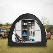 1pc Travel Bike Storage Shed Tent,Made Of High-Quality 210d Oxford Cloth,Three Layers Of Anti-Tear Material, Pu4000 Waterproof And Anti-Ultraviolet Treatment,Rolled And Double Stitched With Durable Thread, 78" Long * 32" Wide * 64" High, Store 2-3 Adult Bikes,Quickly Installed And Dismantled In Less Than 10 Minutes Without Tools,For Bike, Long-Handled Garden Tools, Furniture Cushions, Bicycles, Lawn Mowers, Coolers,Ect(Black)