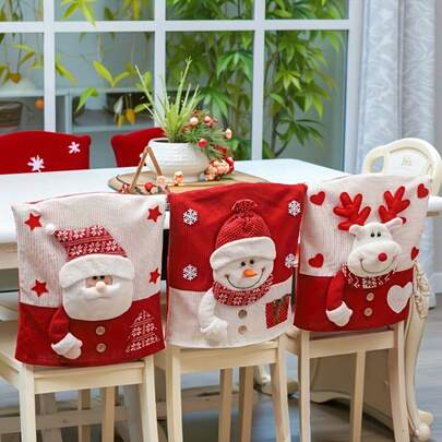 1 pezzo Copri sedia natalizia, decorazione per le feste, set di coprisedia con Babbo Natale e renne, per decorazione di ristoranti durante le feste, per uso interno ed esterno, decorazione natalizia
