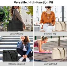 Tote Bag For Women Puffer Quilted Handbag With Compartments Lightweight Puffy Shoulder Bag For Travel Work Gym - 黑色 - 查看 3