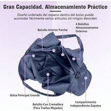 Yoga Maleta Deportiva Bolsa de Deporte Gym con Compartimento para Zapatos y Bosillo Impermeable, con Neceser y Funda para Zapatos, Bolsa de Viaje Impermeable para Entrenamiento, Deporte, Yoga (Azul) - azul - Ver 4