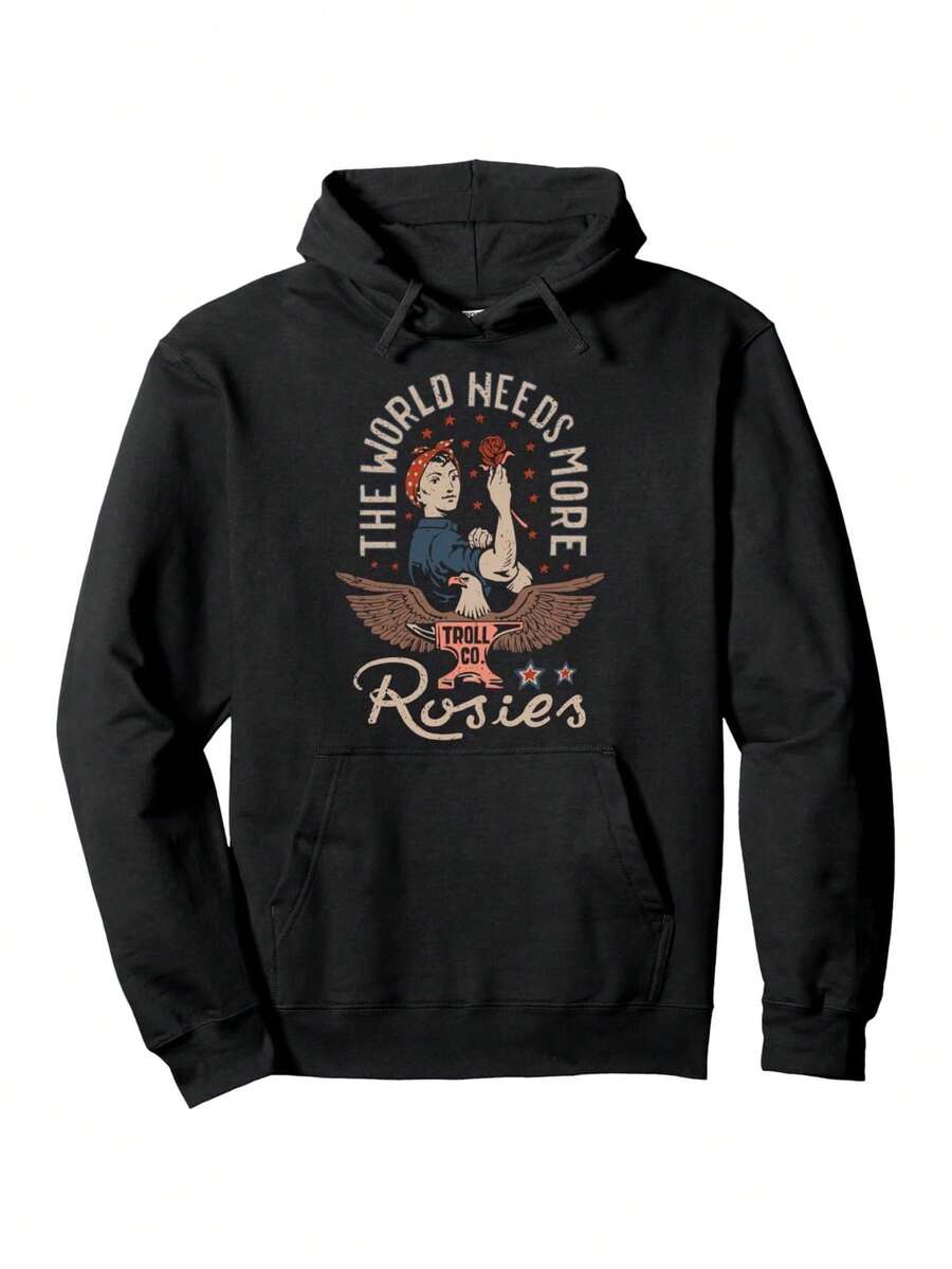 Sudadera con capucha de diseño divertido para hombres, negra, de manga larga, diseño de moda - Negro - Ver 1