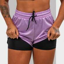 Women Sports Shorts - Màu tím - Xem 3