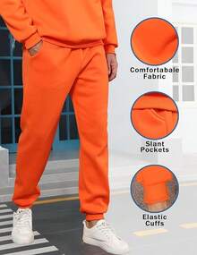 Sweat Suit For Men's Hoodies Quarter Zip 2 Piece Set Long Sleeve Casual Tracksuits Sweatsuit-2025 - trái cam - Xem 2