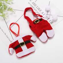 1set(2pcs) - Christmas Costume Styling Knife And Fork Cutlery Bag, Christmas Party Tableware Decoration Supplies, Suitable For Christmas Party Table Decoration, Christmas Tree Decoration Pendant Christmas Christmas Decorations Christmas Pajamas Christmas Gifts Christmas Decor