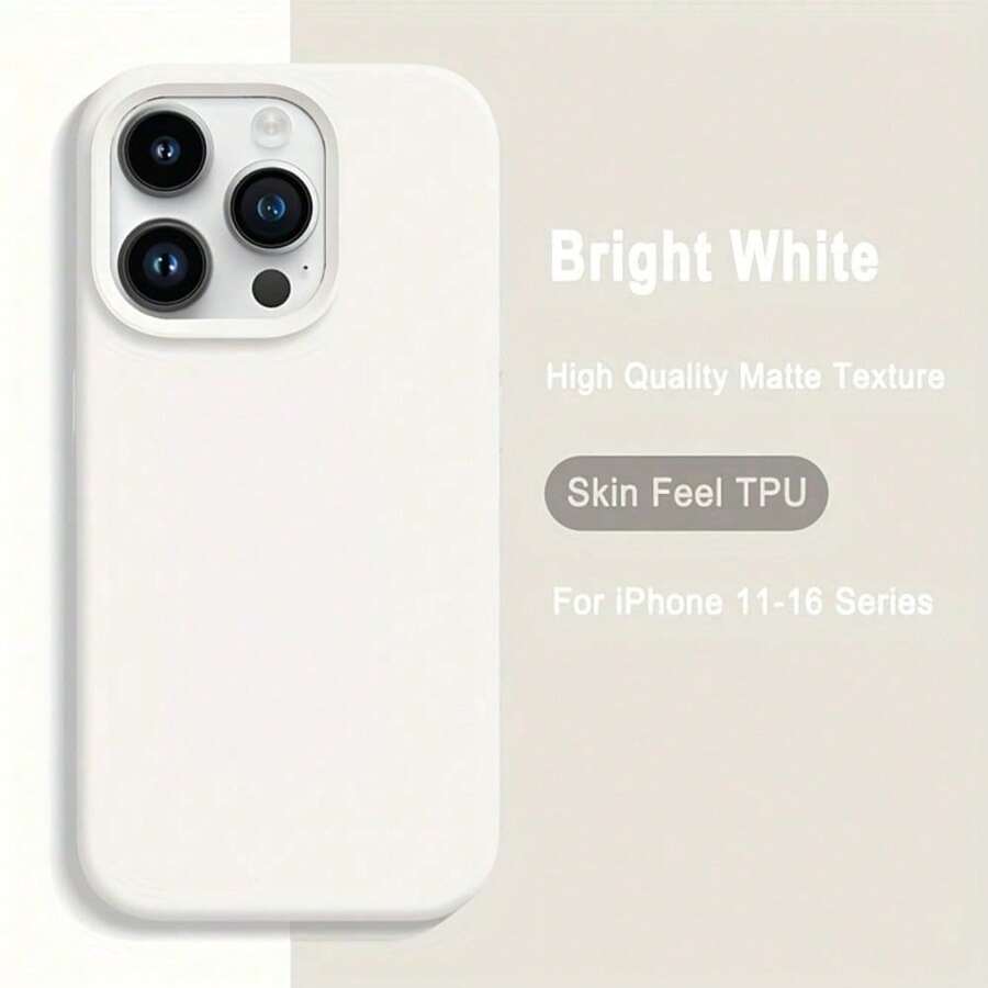 Large Hole Skin Like Liquid TPU Soft Phone Case, Resistant To Dirt And Stains, Suitable For IPhone 11, 12, 13, 14, 15, 16 Plus Pro Promax/DKFGFYT - 白色 - 查看 1