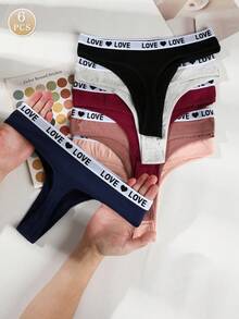 6条装女士无痕丁字裤，性感连体丁字裤，中腰透气舒适女士三角内裤 - 彩色 - 查看 5