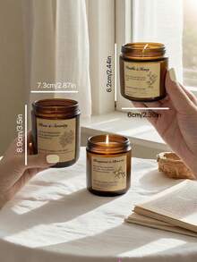 1 件棕色瓶复古玻璃无烟香薰蜡烛，持久，天然植物蜡，可作为礼物、婚礼装饰、朋友礼物、家居装饰