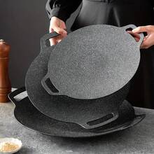 Durable Cast Iron Korean BBQ Pan - 36cm 14.2 Inches, Outdoor Camping Grill Pan, Non-Stick Portable Grill Pan For Indoor/Outdoor Use, Even Heat Distribution - Great For Korean BBQ, Pancakes, Steaks, Camping, Picnics, Home And Outdoor Cooking - Easy To Clean And Durable For Home And Outdoor Use - 36 - 查看 2