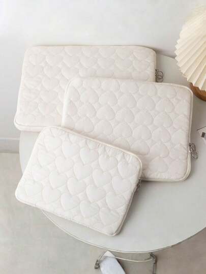 1pc White Heart-Shaped Laptop Sleeve, Fits 11/13/15 Inch Tablets Laptop Bag Laptop Case Laptop Cover For Travel Waterproof Portable For Men Laptop Bags