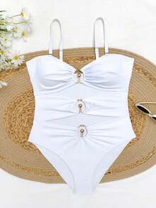 白色镂空连体泳衣，可拆卸泳衣垫，连体泳衣，度假泳衣，女士夏季服装，节日，伊比沙岛服装，女士泳装，比基尼套装，女士泳衣，女士沙滩装